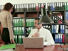 Desirable secretary Alexis Brill is getting her pussy eaten out right in the office