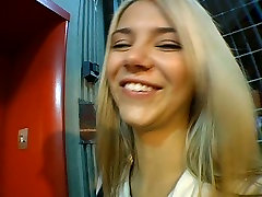 Busty amateur girl is sucking sextin years old in a balcony. POV