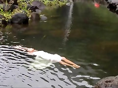 Floating down a stream in tahiti french polynesia 2015.