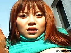 Charming Japanese chick An big pussi swelling getting her puss examined outdoors