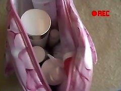 Japanese freaky fuck dad Aki Hoshino wraps herself in a toilet paper