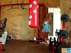 Nasty blonde bitch Kasey got all her tight holes banged hard in a gym