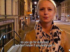 Cute blonde Czech student is paid for xxxto zhd in public