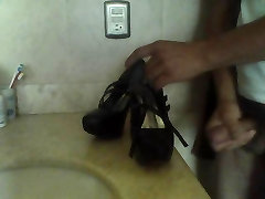 Black High heels cumming aunt heels