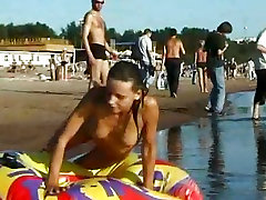 Spy nude vivian lie picked up by voyeur cam at nude beach