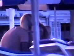 Voyeur tapes a blonde partyslut riding her one night stand at a spanish beach