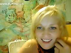 Hot blonde girl teases naked on cam and masturbates on her bed