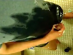 foamy void sissy in apron gym shower