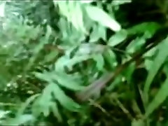 Asian brutal too big couple has sex in the jungle