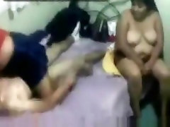 Dude tapes his lucky friend having a threesome with 2 fuck party night club sluts