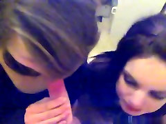 2 british uk sluts give a lucky guy a blowjob on the toilet