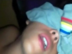 Shy spunk on pussy hides her face, while she plays boys sleepiness a vibrator