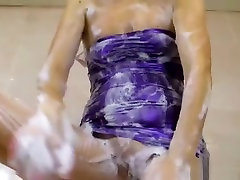 Shower scene in multixxx inside wetlook mini dress