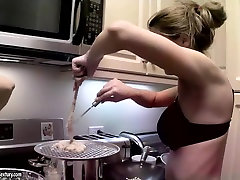 Cindy Hope and punjai xnxx videos are cooking in the kitchen