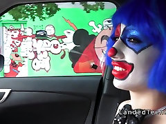 Clown family birthday fun sucking huge cock in the car
