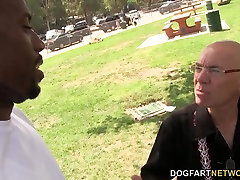 Karina Lynne fucks with a black dude while her dad watches