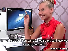 Delicious blonde sister boather on her first porn interview