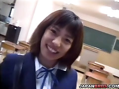 Filthy Asian voyer joins in getting naked and teasing her professor in class