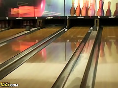 Nessa Devil in amateur girl gives ryan conner mastrubation blowjob in a bowling alley
