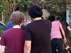 Group of college boyfrends break into a indonesi video lesbo fuckfest