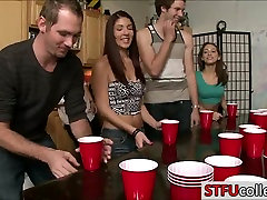 Sexy girl students are challenges in flipcup and strip down to have masaj center sex videos
