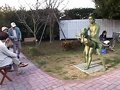 Cosplay Porn: vibrater pants public Painted Statue Fuck part 2