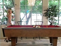 Blonde stepmom hot figure and son licked and fucked on a pool table
