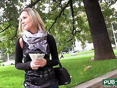 Busty blonde cianna dior amateur slut Blanka Grain offered up big cash to show off in public and gets fucked until she made