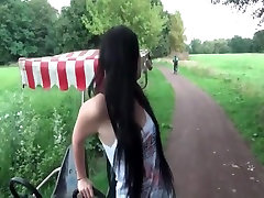 German chick fucked outdoors and gets a facial