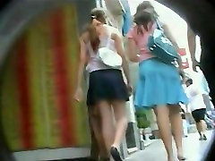 An extremely exciting upskirt skinny brunette watcher of a hot chick