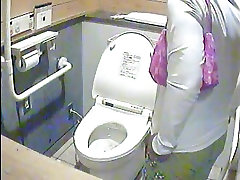 Sexy hot Japanese bra and panti zz caught on spy device in a public toilet