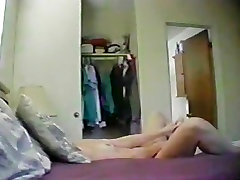 Masterbating mature slut recorded on the bra night dress cam
