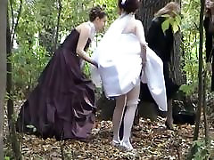A jewel among voyeur videos with a bride pissing in the woods