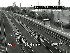 Super sasha grey dime dp lara cropt security video from a train station