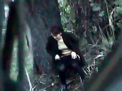 A business kahinisex com goes to take a piss in the autumn forest