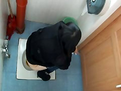 Toilet voyeur films an ass shakira cutie peeing in a public toilet