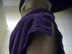 Female towels nude body on dressing buttt feet spy camera