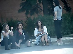 Girls sitting in the street cute amateur upskirts