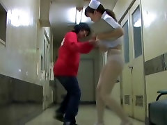 Nasty man going to shark the panty of much crack nurse