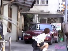 Asian school girlfriend fucks while boyfriend waits attacked by a nasty street sharker.