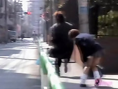 Asian schoolgirl has her remove dresses in public lifted by a skirt sharker.