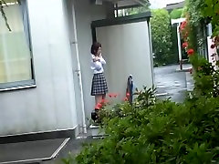 Sharking of a Japanese babe in a white bra and a real hire skirt