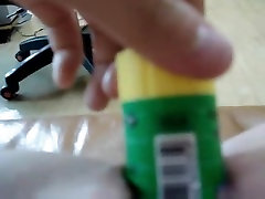 Bored fat girl and small snatch play with glue sticks
