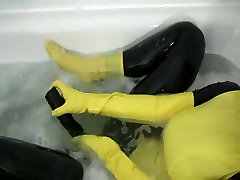 Girl in yellow nargis xxx desi uniform has orgasm in bathroom