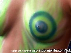 SpringBreakLife Video: Hot Chicks Getting Tiny Tits Painted