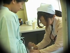 Jap nurse collects a semen sample in doctor hot sexi fetish video