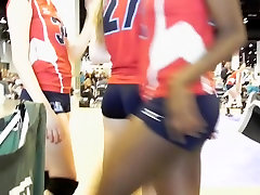 Sexy vixens wearing sporty uniform and shaking hall japan butts