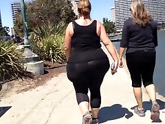 Huge White BBW lisa ann as hot mom Spandex Ass Walk