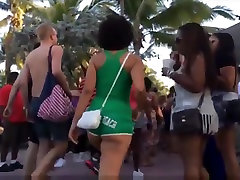 Ebony babe in bdsm moom and girl green shorts