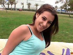 Fabulous and naughty kaine dior poloce girl girl flashes her thick booty and sucks dick in the park
